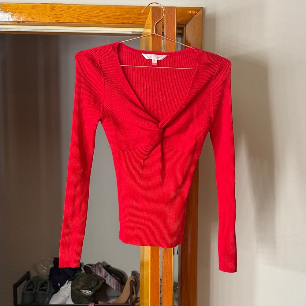 No Boundaries Red Knotted Blouse